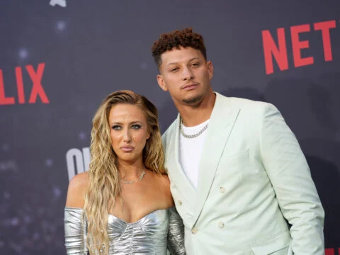 Brittany Mahomes and Patrick Mahomes attend the Los Angeles Premiere Of Netflix's